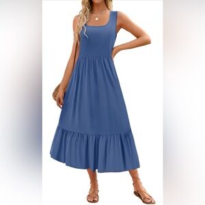 Chic Sleeveless Blue Maxi Dress
